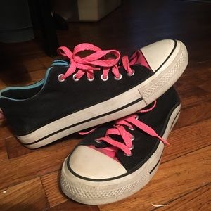 Neon blue and pink sneakers 👟